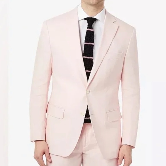 Ralph Lauren Pink All Linen Suit Jacket Mens 38S Lassiter